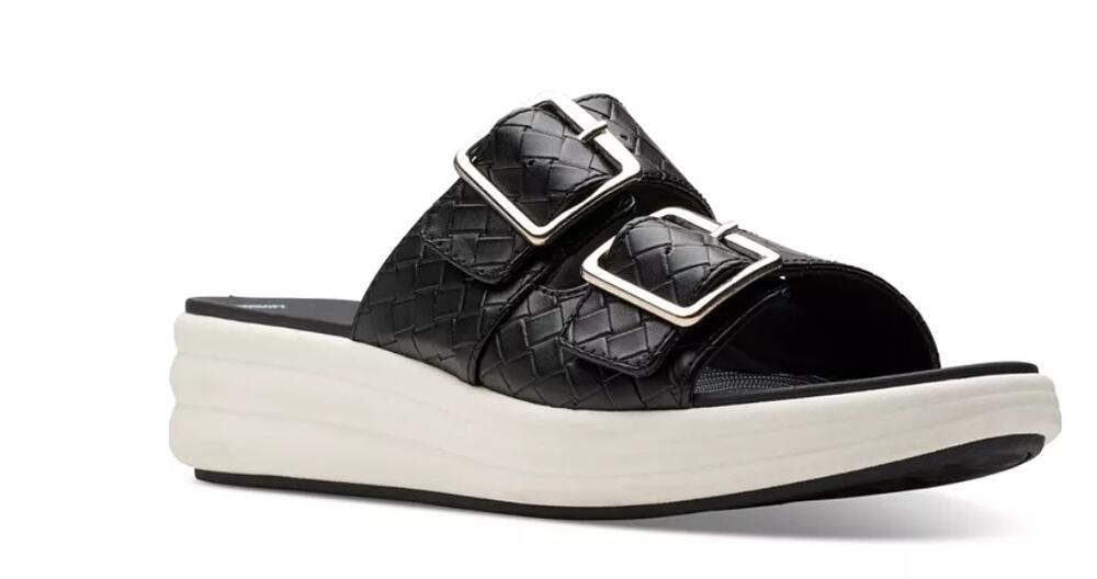 Clarks Drift Buckle Shoes Women's Size 6 Black Cloudsteppers Sandals New Box